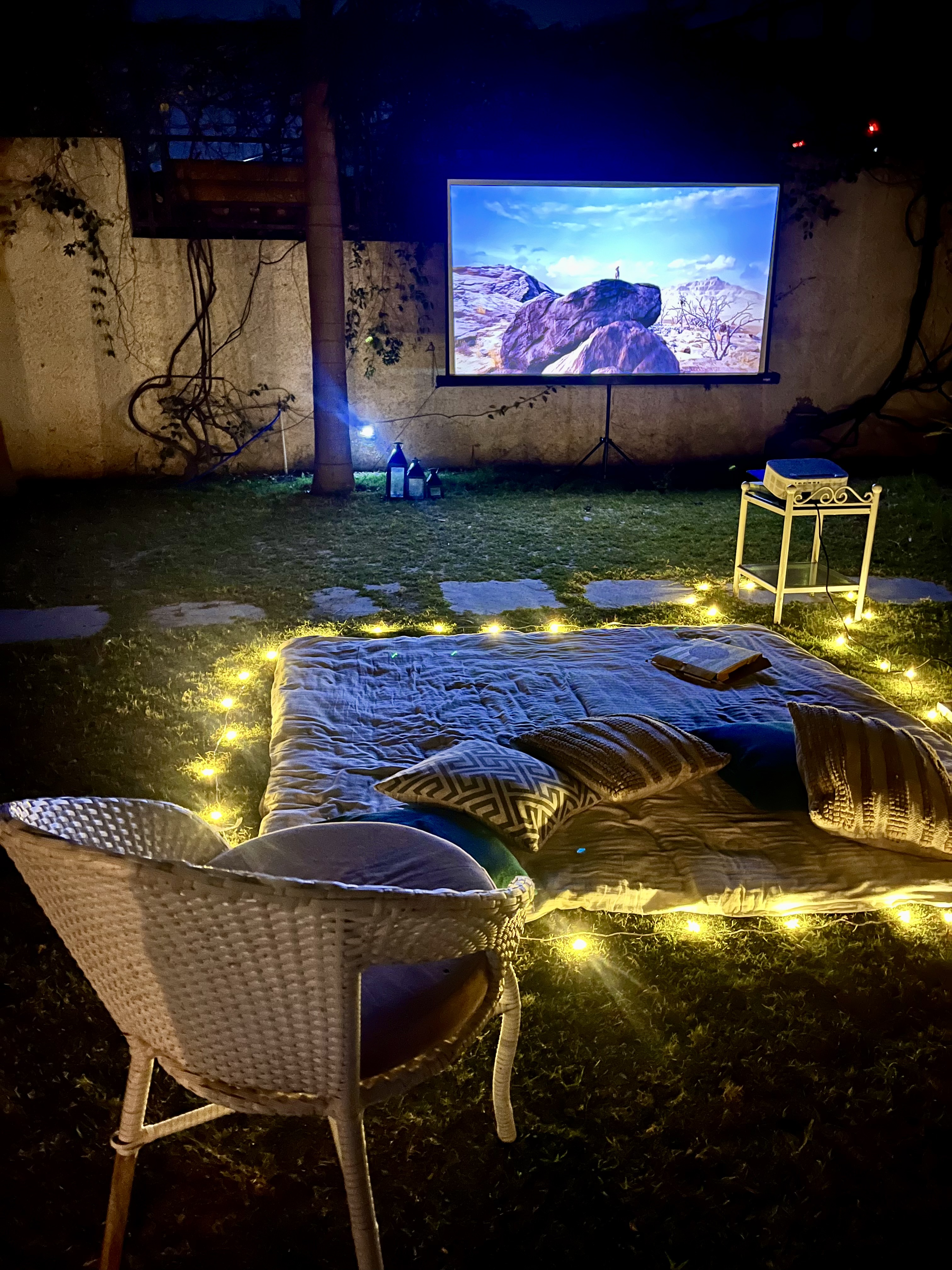 Outdoor movie night at AruBhi Cottage Dehradun