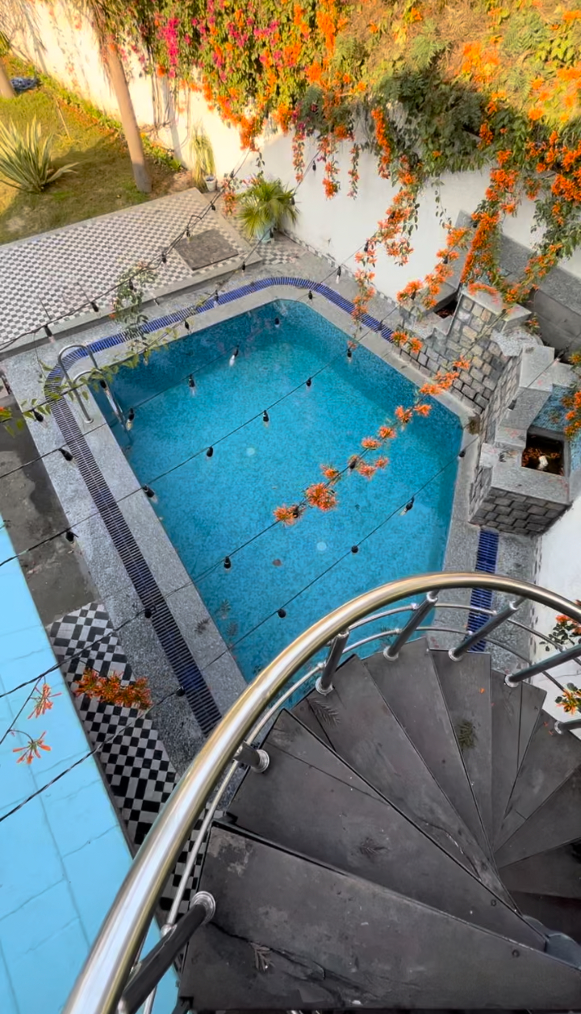 Aerial view of private pool at AruBhi Cottage Dehradun